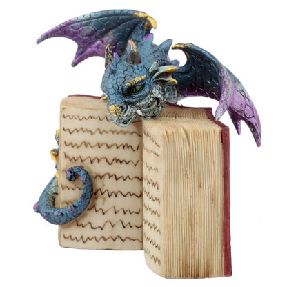 Dekofigur Bookdragon blau