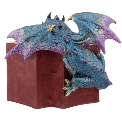Dekofigur Bookdragon blau