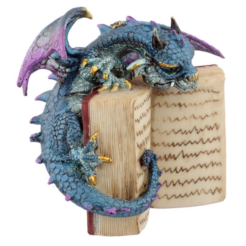 Dekofigur Bookdragon blau