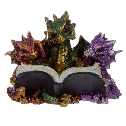 Dekofigur Drei lesende Babydrachen