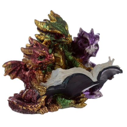 Dekofigur Drei lesende Babydrachen