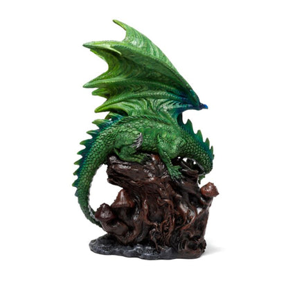 Dekofigur Smaragdgrüner Drache mit Totenköpfen