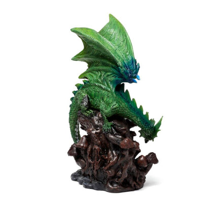 Dekofigur Smaragdgrüner Drache mit Totenköpfen