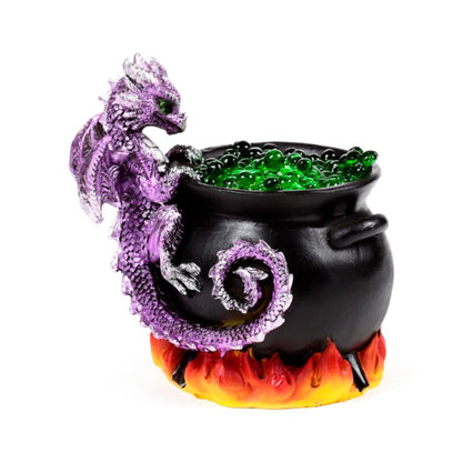 Dekofigur Babydrache mit Kessel und LED