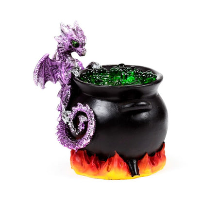 Dekofigur Babydrache mit Kessel und LED