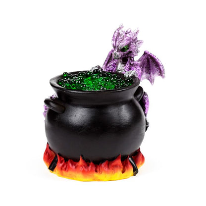 Dekofigur Babydrache mit Kessel und LED
