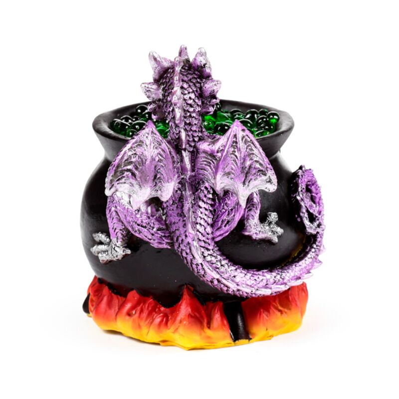 Dekofigur Babydrache mit Kessel und LED