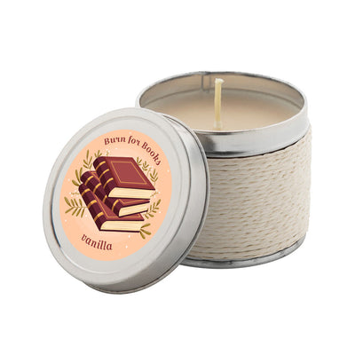 Kerze in Dose »burn for books«