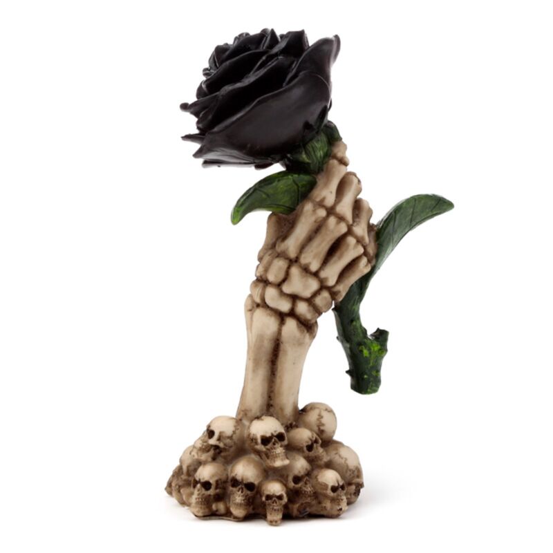 Dekofigur Skeletthand mit Rose