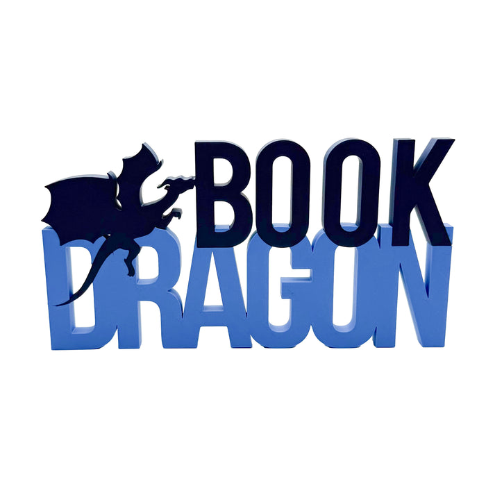 Dekoschild »Bookdragon« blau