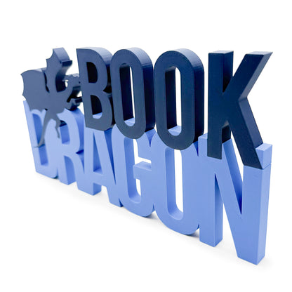 Dekoschild »Bookdragon« blau