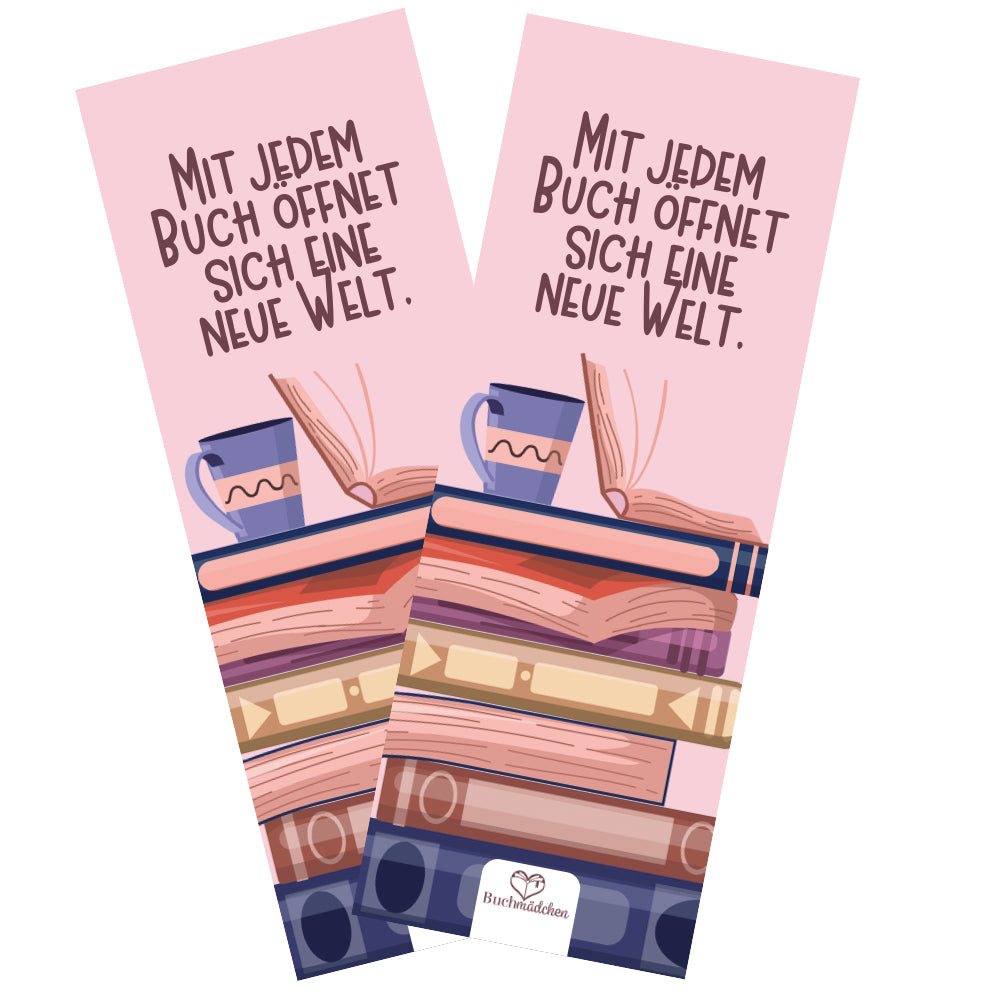 Lesezeichen »Mit jedem Buch öffnet sich eine neue Welt«