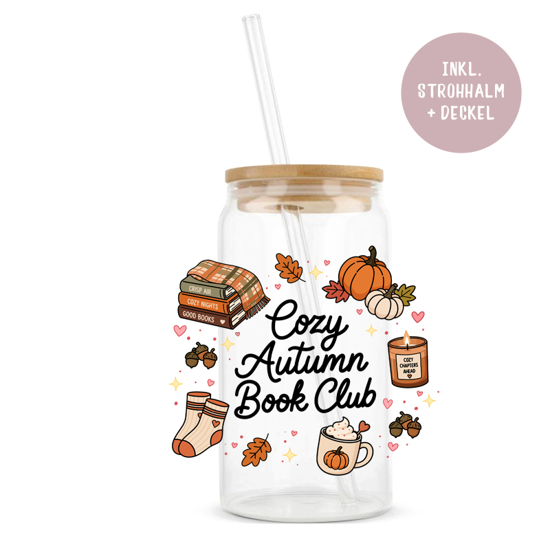 Glastumbler »Cozy Autumn Book Club«