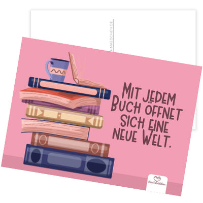 Postkarte »Mit jedem Buch öffnet sich eine neue Welt«