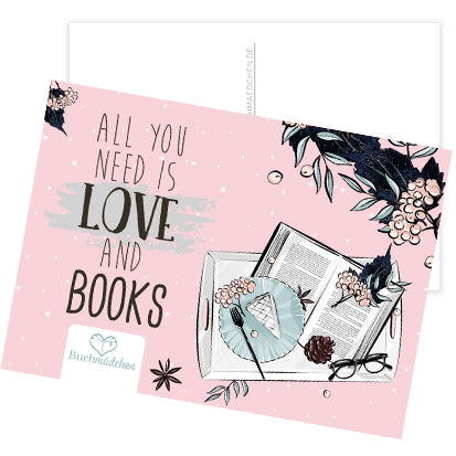 Postkarte »All you need is Love and Books«