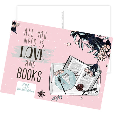 Postkarte »All you need is Love and Books«