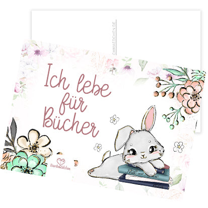 Postkarte »Ich lebe für Bücher«