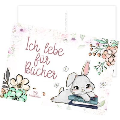 Postkarte »Ich lebe für Bücher«